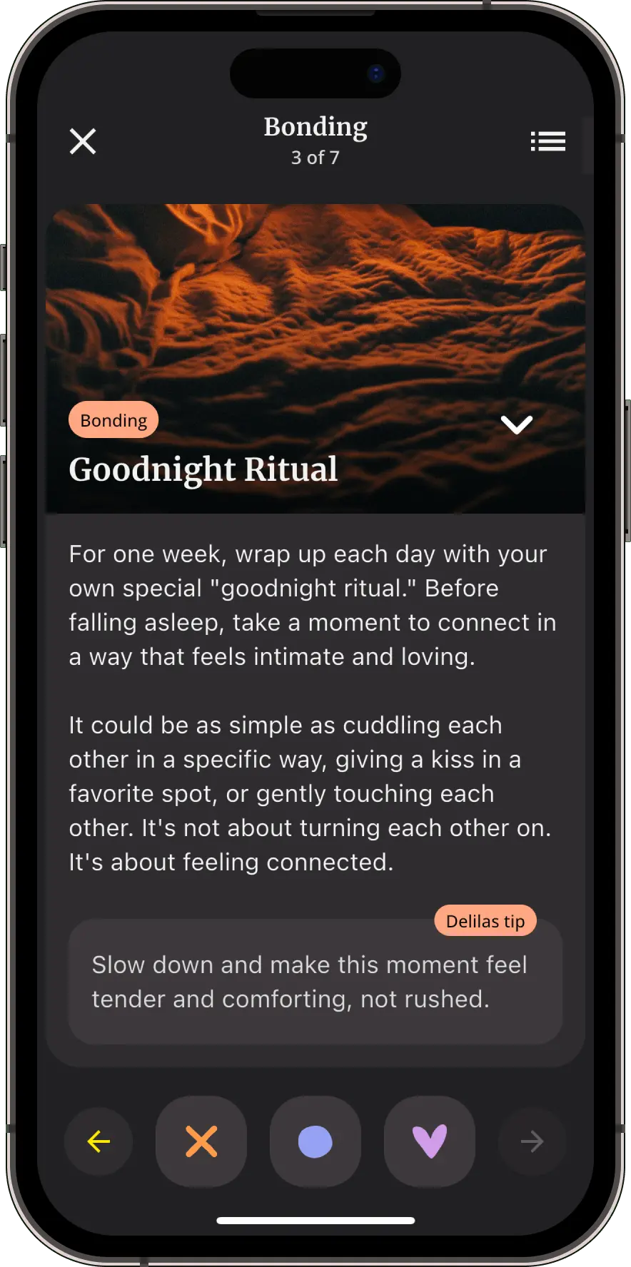 Delila swipe interface highlighting a match